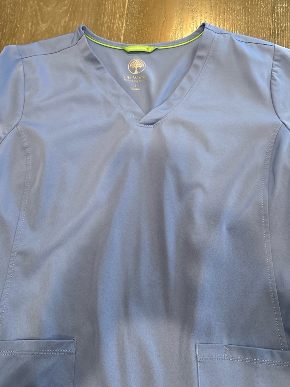 healing hands Light Blue V-Neck Short Sleeve Top